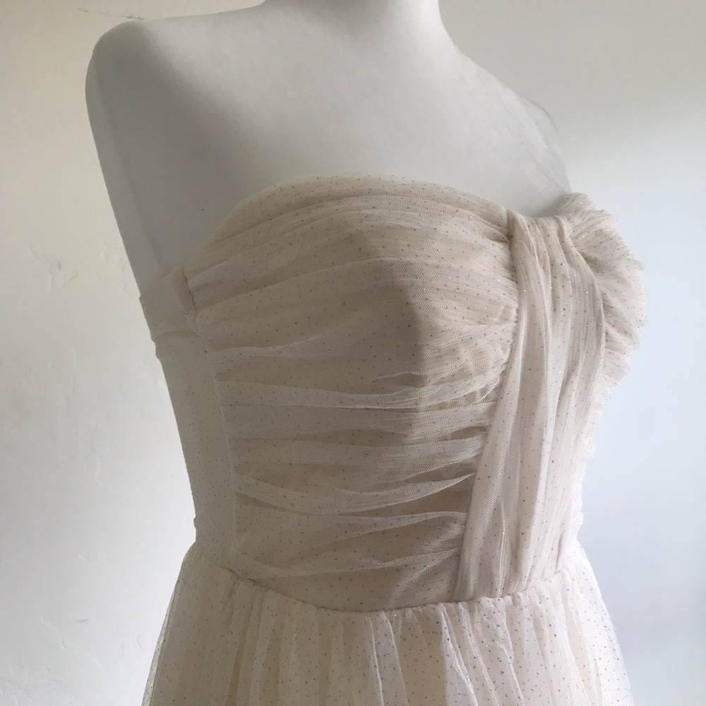Strapless White/Cream Tulle and Gold Glitter Dress - Picture 4 of 5